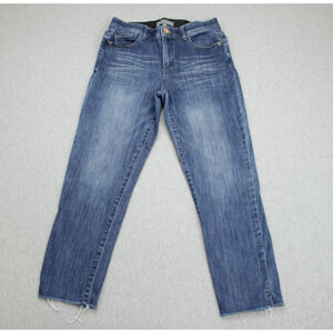 Wit & Wisdom Jeans Womens 10 Blue Frayed Hem Cotton Blend Stretch Medium Wash